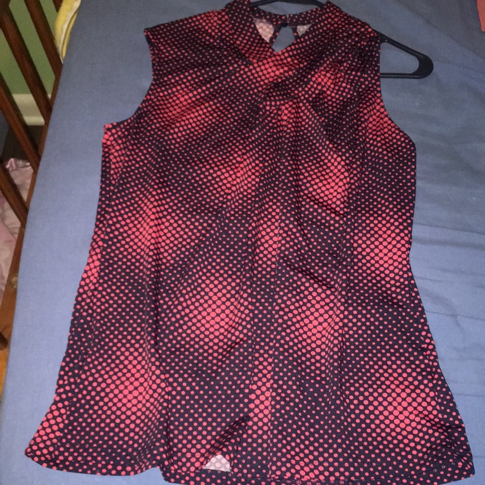 Black shirt with red polka dots, size XL, silky